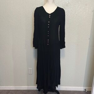 Gudrun Sjoden Midi Black Button Dress GUC M